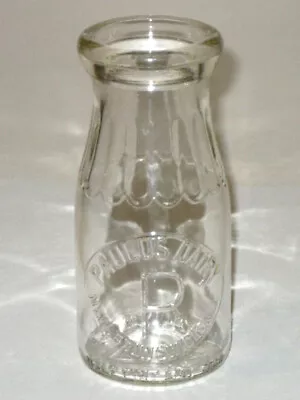 Vintage 1952 PAULUS DAIRY Half Pint EMBOSSED Glass MILK BOTTLE! New Brunswick NJ • $18.99