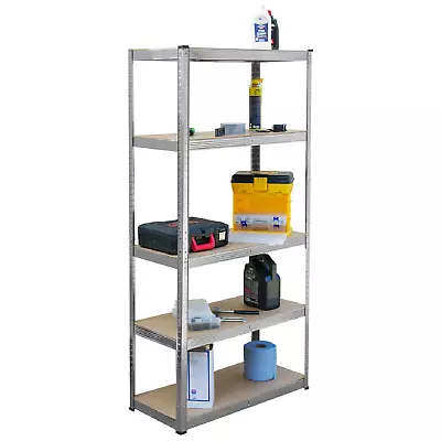 Galvanised Shelving Unit Rack 5 Tier Metal Garage Storage Shelf Boltless Racking • £21.79