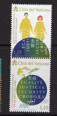 VATICAN CITY 2018 SCOTT NH 1696 Human Rights Vertical Pair Sct Order-FreeShipUSA • $6.75