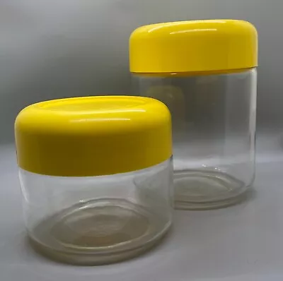 2 Vintage MCM Heller Designs Massimo Vignelli Yellow Glass Canisters • $54.95