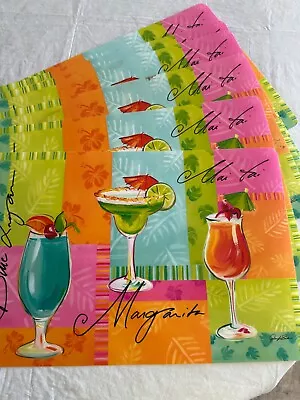 NEW Vinyl Plastic Placemats Set Of 6 Gourmet Evergreen Blue Lagoon  18  X 12  • $9.50