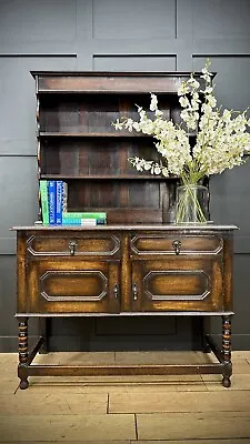 Antique Oak Welsh Dresser / Kitchen Dresser  / Oak Cupboard / Rustic Tudor Style • £328.50