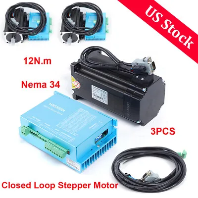 3 Axis 12NM NEMA34 Closed Loop Stepper Motor Hybrid Servo Driver Encoder Lline • $311.14