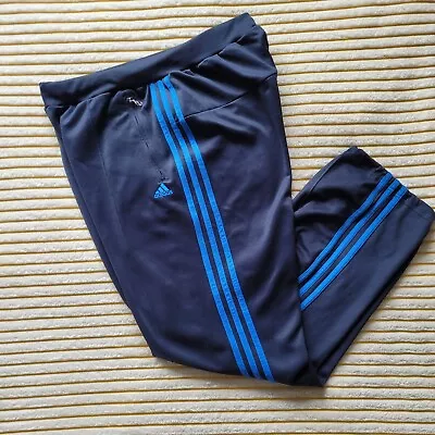 Adidas Mens Tracksuit Bottoms Blue 3 Stripe Large Elasticated Waist 34 -40  L32  • £19.99