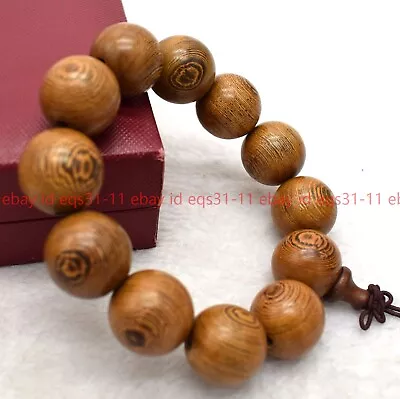 Men's Smart Natural Wenge Wooden Buddha Lucky Energy Bracelet 20mm Bead • $5.01