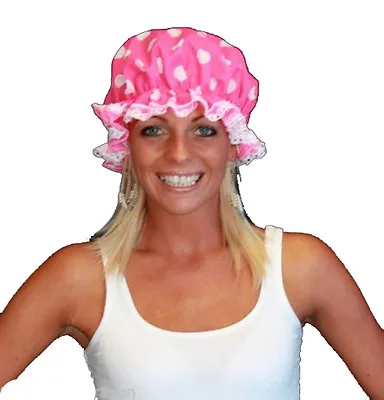 £4.95 • Buy Mrs Mop Milk Maid Panto Dame Hat Pink And White Polka Dot Mop Hat