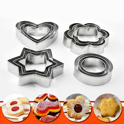 12/5Pc Metal Cookie Biscuit Cutters Set Cake Mould Decorating Pastry Sugar Paste • £8.49
