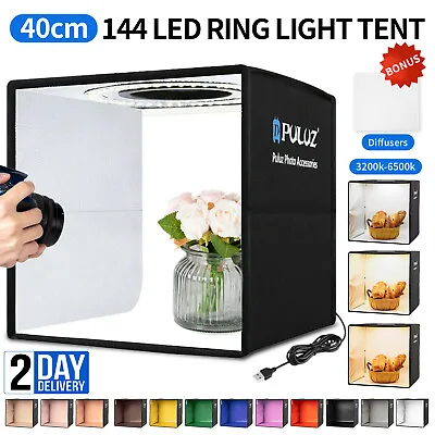 16  /10  PULUZ Portable LED Photo Light Box Tent Cube Studio Photography 40cm • £28.99