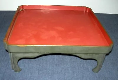 VINTAGE Japanese Wooden Legged Tray Lacquered Table Ozen Red & Black • $57.97