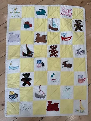 Vintage Hand Appliqued With Detailed Hand Embroidery Baby Themed Quilt • $20