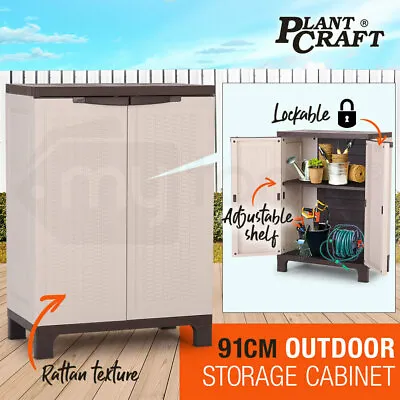 Outdoor Storage Cabinet Waterproof Cupboard Garage Garden Backyard Tool Shed • $126