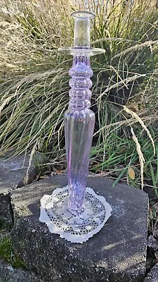 Vintage Murano Venetian Style Art Glass Hand-blown Glass Candlestick Purple 16 + • $49.95