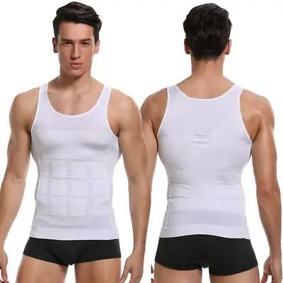 Men's Body Shaper Slimming Vest T-Shirt Elastic Shapewear Compression Undershirt • £12.99