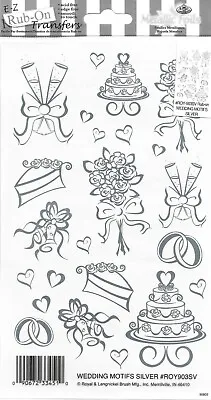 E-Z Rub-On Metallic Transfers (Wedding Motifs Silver) Hobby Crafting - ROY903 • £2.25