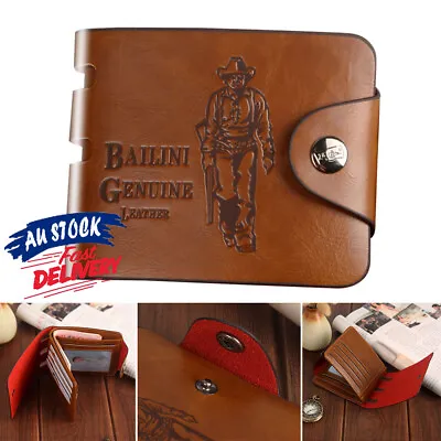 $8.95 • Buy Business Cowhide Mens Wallet Genuine Leather Stylish Credit Card Holder Brown