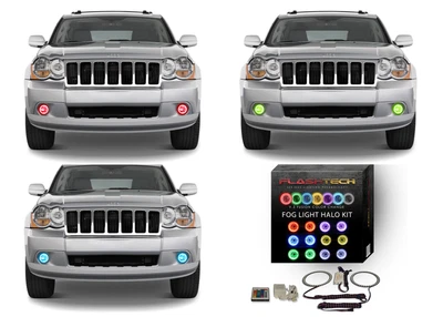 $69.30 • Buy For Jeep Grand Cherokee 05-10 RGB Multi Color IR LED Halo Kit For Fog Lights