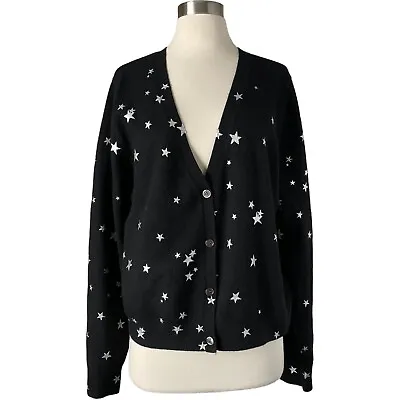 Minnie Rose Star Cardigan Sweater Size XL Black Cashmere • $60