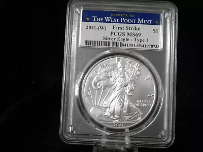 2021-(W) $1 American Silver Eagle Type 1 PCGS MS69 FS Struck At West Point • $40