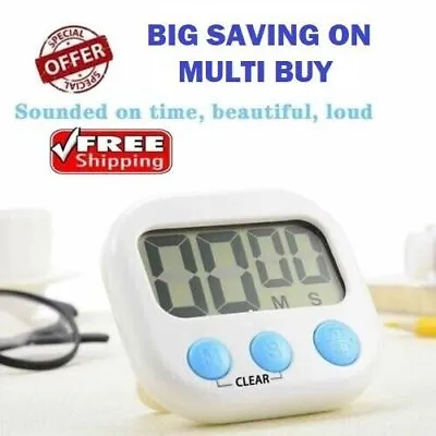 £3.49 • Buy Cooking Loud Kitchen Timer Larger Magnetic Clock Stopwatch LCD Egg Digital Alarm