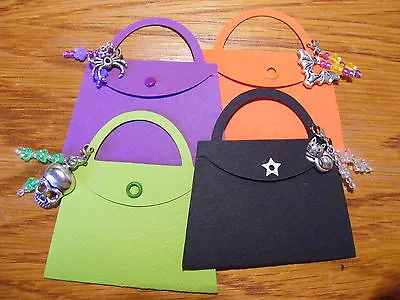 Handbag Bag Die Cuts With Bat Cat Spider Owl Halloween Charm & Beads Clasp • £2