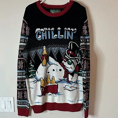 NEW NWT UGLY CHRISTMAS SWEATER MENS  Size L Snowman Chillin Sweater • $44