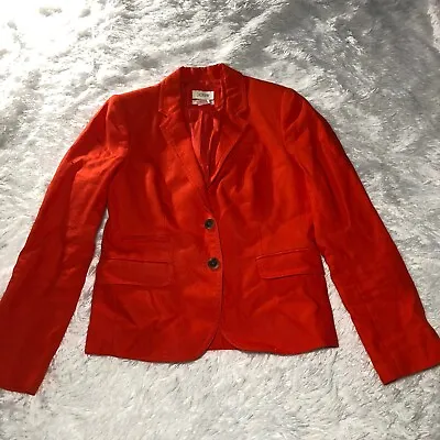 J CREW Schoolboy Blood Orange Linen Two Button Blazer Jacket Sz 4 48682 • $12.99