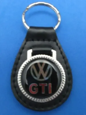 Vintage Volkswagen VW - Genuine Grain Leather Keyring Key Fob Keychain Old Stock • $14.99
