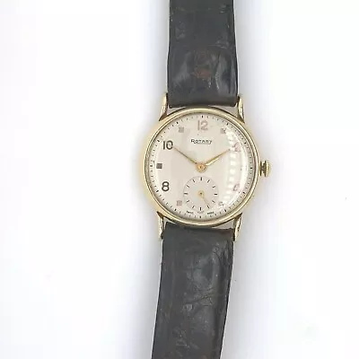 Vintage 9ct Gold Rotary Watch With Original Brown Leather Strap • £480