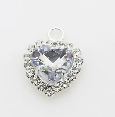 10 Pcs / 10mm 12mm 14mm Crystal Heart Pendant Charm Jewellery Making P040S • £6.99