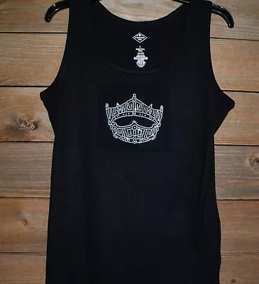 Miss America Pageant Crown Rhinestone    Bling Sleeveless Tank Top Size Large • $19.99