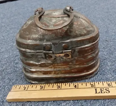 Antique Middle Eastern Copper Over Silver?  Metal INCENSE Tin Box W/ Lid & CLASP • $44.95