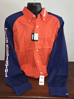 Resistol Rodeo Gear Shirt Mens XL  Orange Blue Long Sleeve Western Cowboy NEW • $34.99