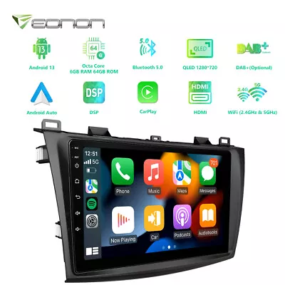 Wireless CarPlay For Mazda3 2010-2013 Android 13 8Core 6+64 Car Stereo Radio GPS • $439.38