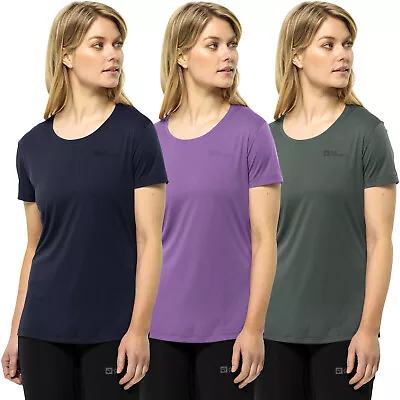 Jack Wolfskin Womens Tech Outdoor Short Sleeve Crew Neck T-Shirt Top Tee • £28