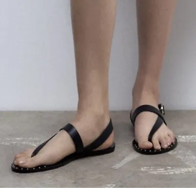 $53 • Buy Zara Womens Leather Strappy Sandals Size 6.5