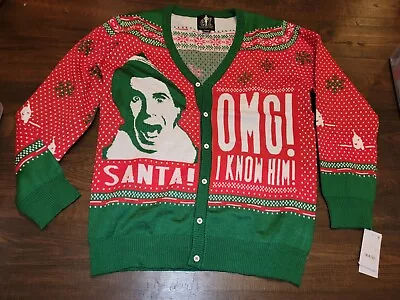 Men's Buddy Elf Full Sleeve Cardigan - Red Size Large Christmas Holiday Ugly • $24.99