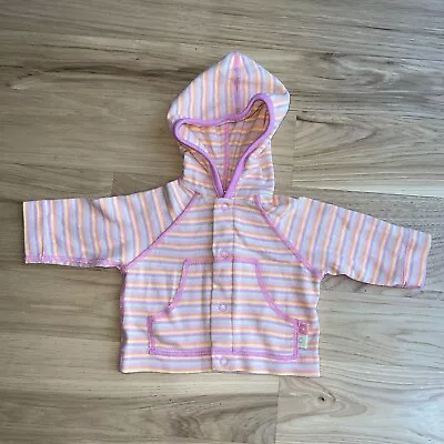 Vintage Cherokee Hoodie Snap Closure Striped Pastels Size Newborn 100% Cotton • $12