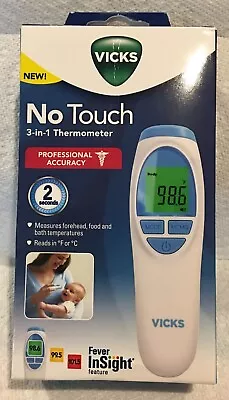 Vicks No Touch 3 In 1 Thermometer Measures Forehead Temperature - New In Box • $8.95