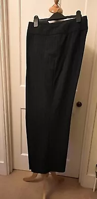£4.50 • Buy M&S Per Una Wide Leg Trousers, Grey With Turquoise Pin Stripe, 14