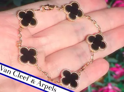 VAN CLEEF & ARPELS 18K Gold VINTAGE ALHAMBRA Onyx Bracelet |NR↩ • $730