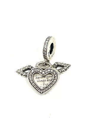 Genuine Pandora Silver S925 Ale Heart And Angel Wings Charm  PL787 • £14.99