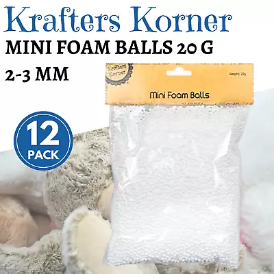 $56.95 • Buy 12 X MICRO FOAM BEADS 20G Craft DIY Stuffing Filler Pillows Stuffed Toys 2/3mm