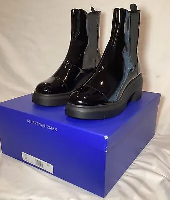 NIB - Stuart Weitzman Norah Black Chelsea Boot Size 9 - Black Patent Leather • $249