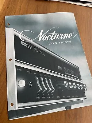 Vintage Harman Kardon Two Thirty Nocturne Receiver Sales Brochure Audio HiFi • $19.99