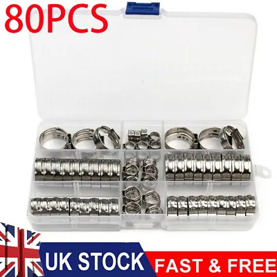 £8.89 • Buy 60/80Pcs Double Ear Clamp O Clips Crimp Air Silicone Petrol Water Fuel Hose Pipe