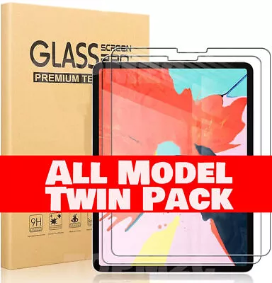 2 Pack 9H Tempered Glass Screen Protector For IPad 10.2 10.9 9.7 Air Pro 11 12.9 • £5.39