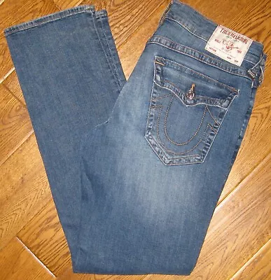 TRUE RELIGION Ricky Relaxed Straight Jeans 36 X 34 Stretch Flap Pockets Zip Fly • $35.99