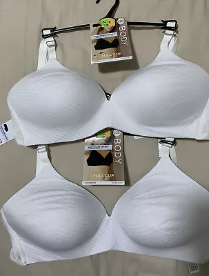 2X M&S BODY SHAPE DEFINE NON WIRED NATURAL UPLIFT FULL CUP Bra In WHITE 34E (vi) • £9.99