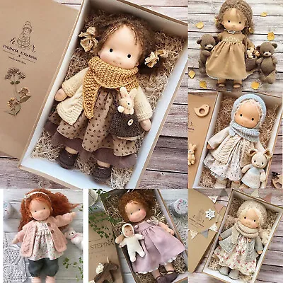 11'' Handmade Waldorf Doll Knitted Plush Stuffed Toy Christmas W/ Gift Box NEW • £17.62