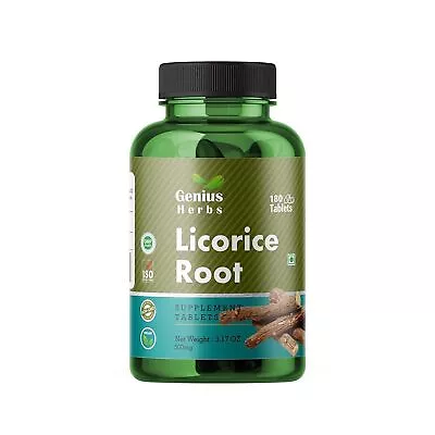 Genius Herbs Licorice Root 180 Capsule For WeightStress Hair & Skin Health • £14.27